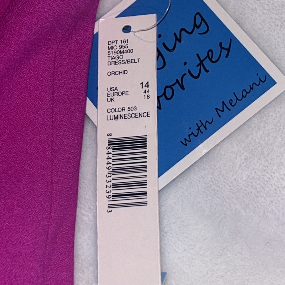 NWT Antonio Melani Tiago Belted Peplum Sheath Dress Fuchsia Pink Size 14 - Picture 4 of 5